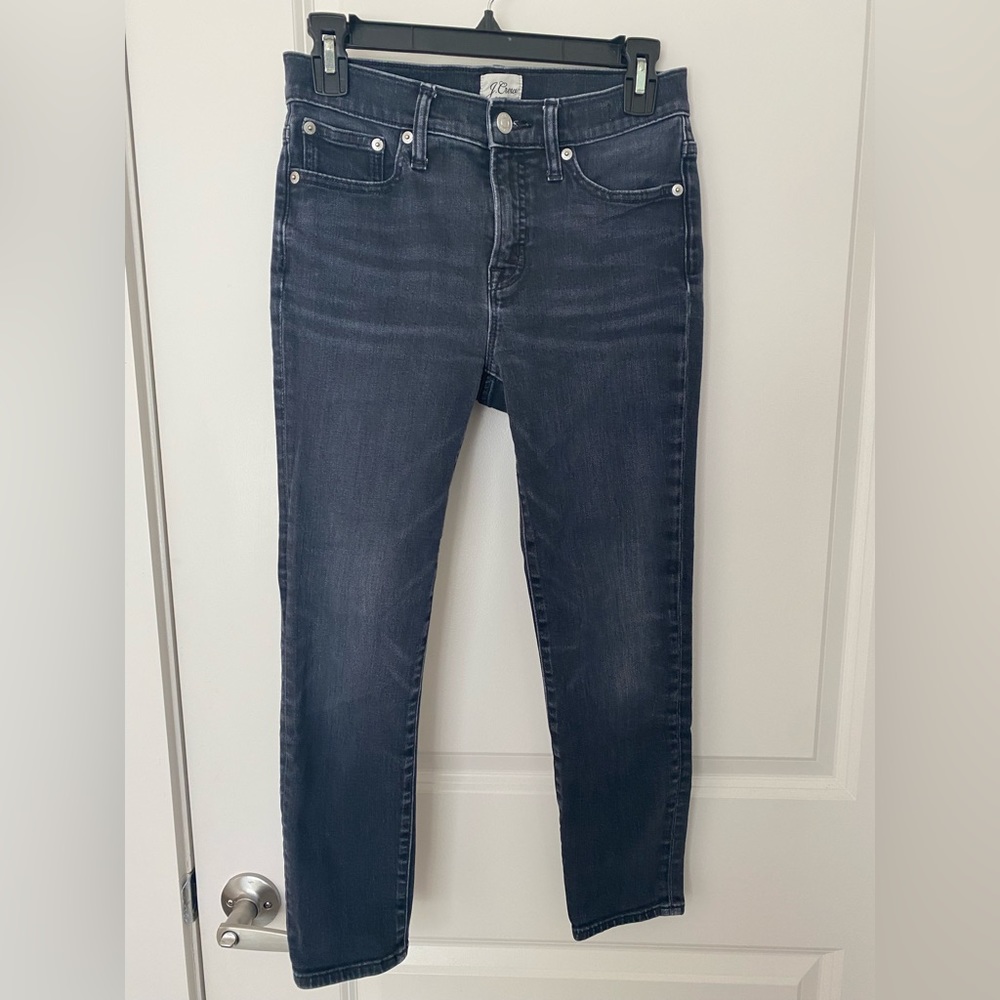 J. Crew Petite 9” High-Rise Toothpick Jeans in Charcoal Wash